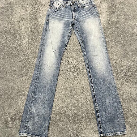 BKE Jeans Mens 30 (30x35) Jake Straight Thick Stitch Western Blue Denim Pant - Picture 1 of 11